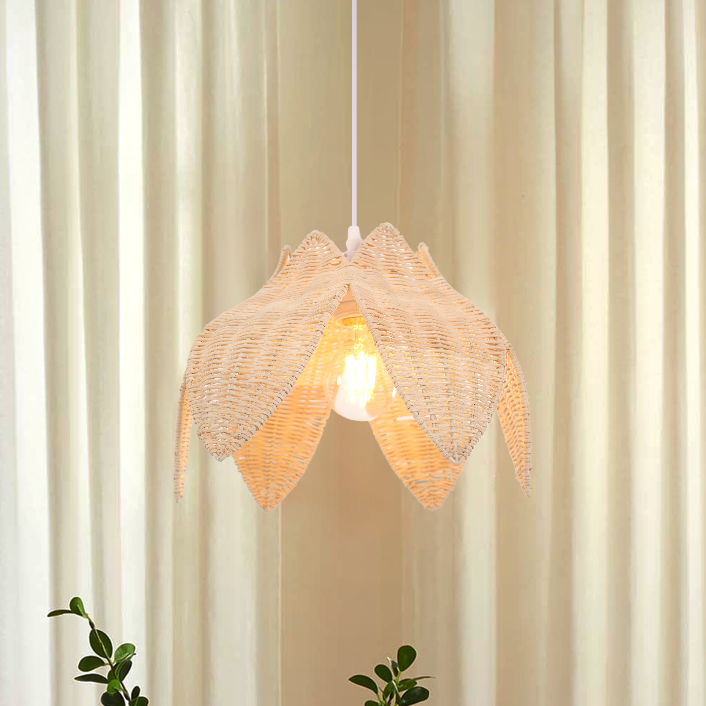 AmberNest Natural Rattan Light for Calm Cozy Corners