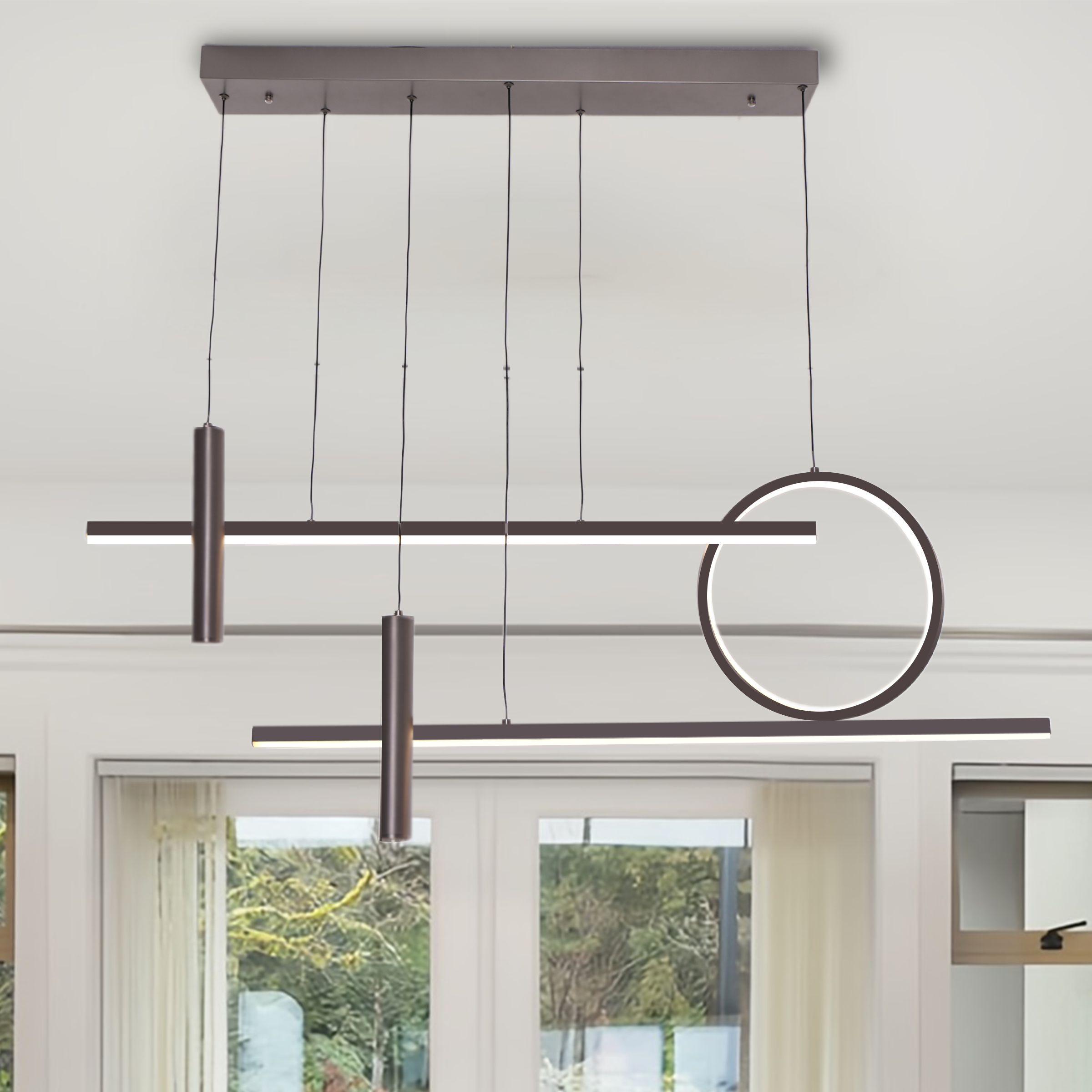 LED Modern Linear Geometric Dimmable Pendant Light
