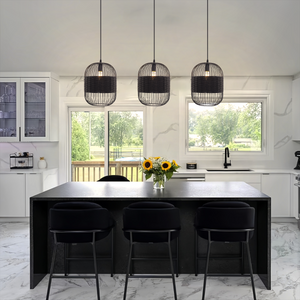 Close-up detail of Glyph-Industrial Black Pendant Light for Kitchen & Dining Room pendant