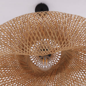 Close-up detail of Handmade Bamboo Pendant Light Woven Ceiling Light for Dining Room & pendant