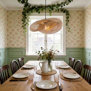 Handmade Bamboo Pendant Light Woven Ceiling Light for Dining Room & pendant light in a dining room