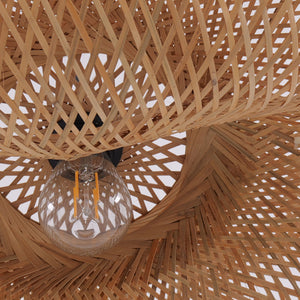 Close-up detail of Handmade Bamboo Pendant Light Woven Ceiling Light for Dining Room & pendant
