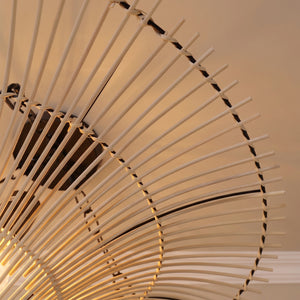 Close-up detail of Handwoven Flying Saucer Rattan Pendant Light for Dining Room & Living pendant