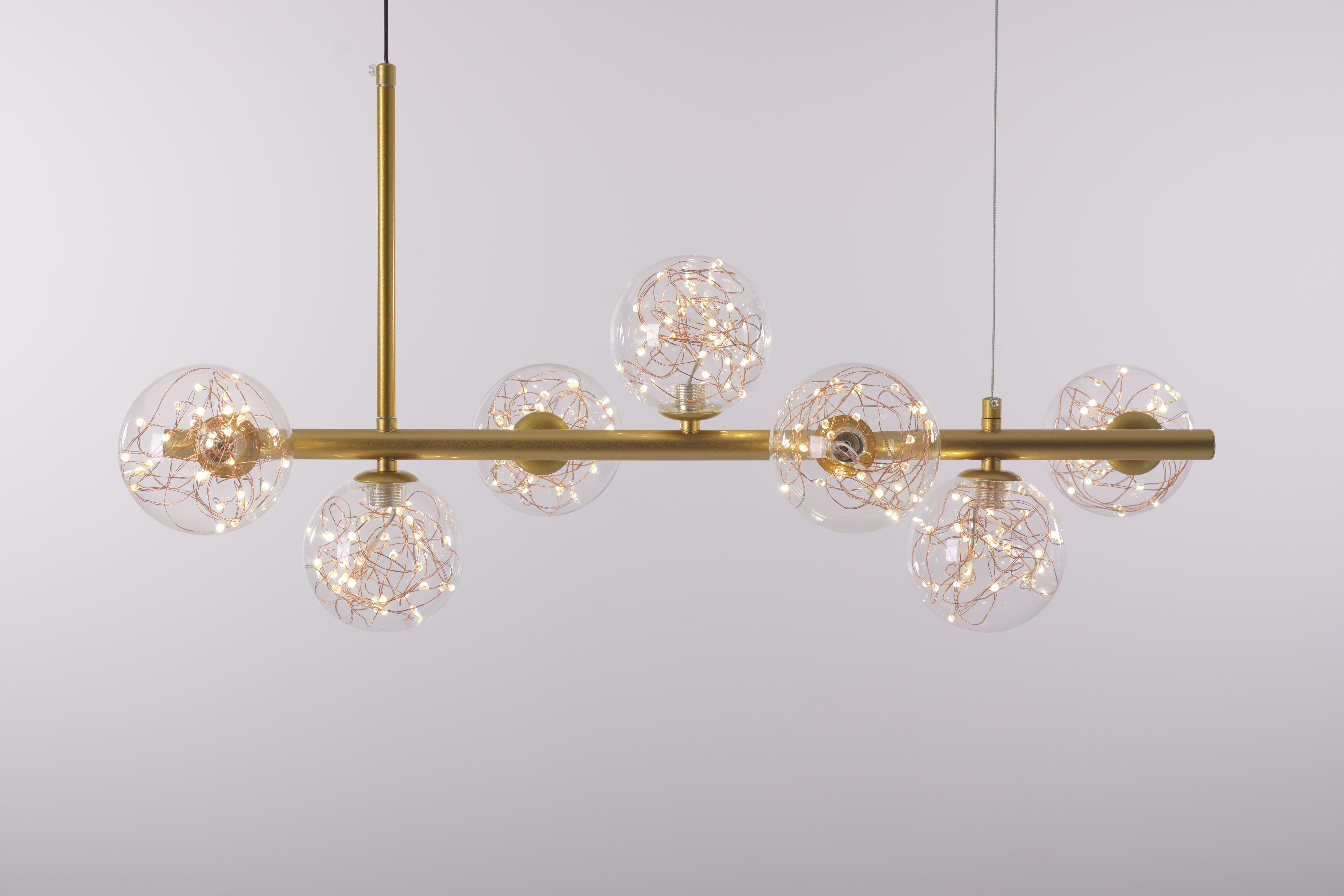 Starry Sky Golden Metal Chandelier – 7-Light LED Pendant