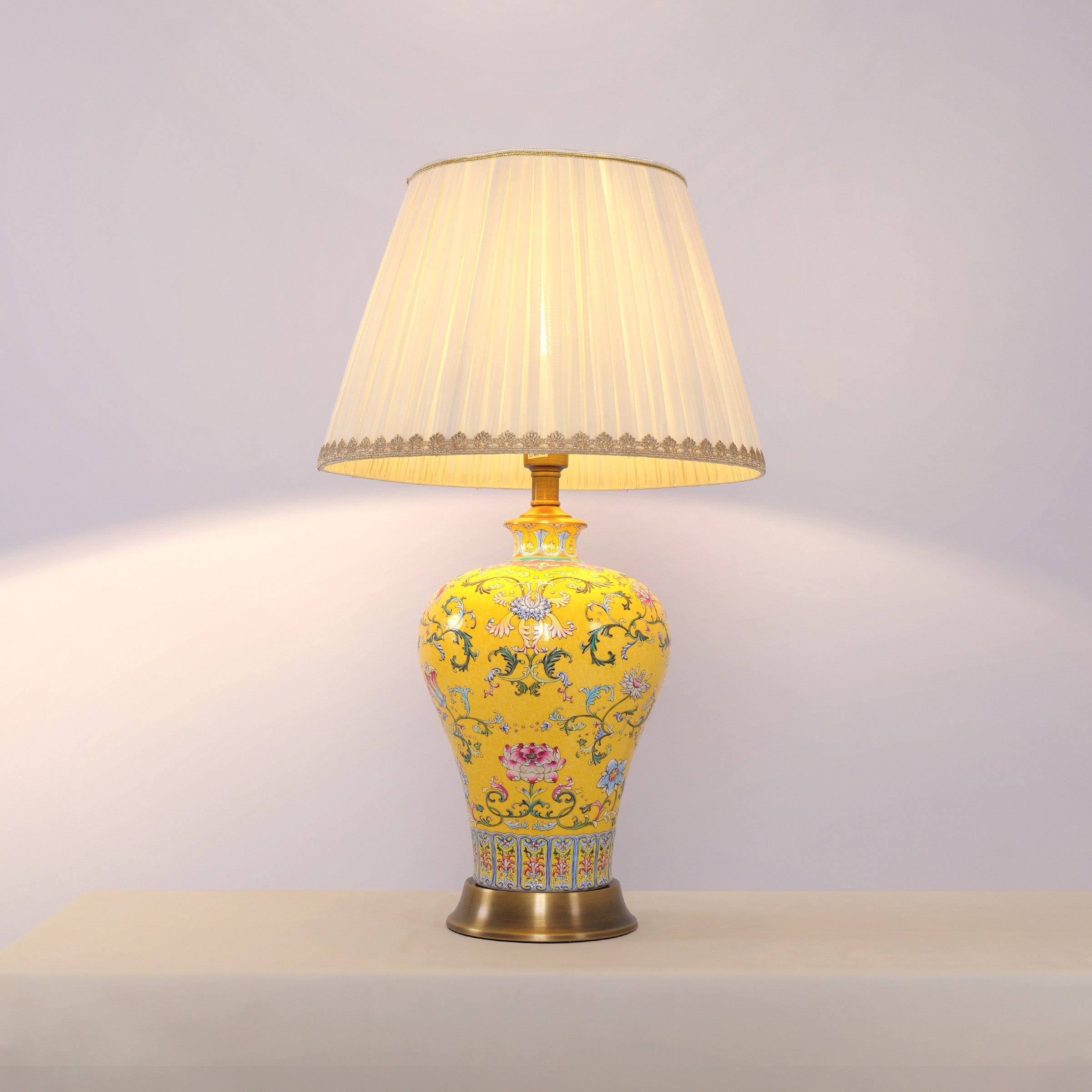 Vibrant Ceramic Table Lamps for Living Room – Handcrafted Design with Warm Fabric Shade