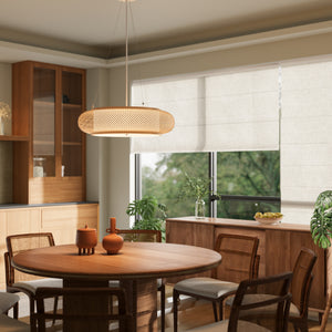 Lutta-Handwoven Bamboo LED Ceiling Light for Kitchen Island or Living pendant light in a dining room
