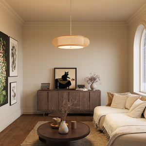 Lutta-Handwoven Bamboo LED Ceiling Light for Kitchen Island or Living pendant light in a living room