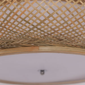 Close-up detail of Lutta-Handwoven Bamboo LED Ceiling Light for Kitchen Island or Living pendant