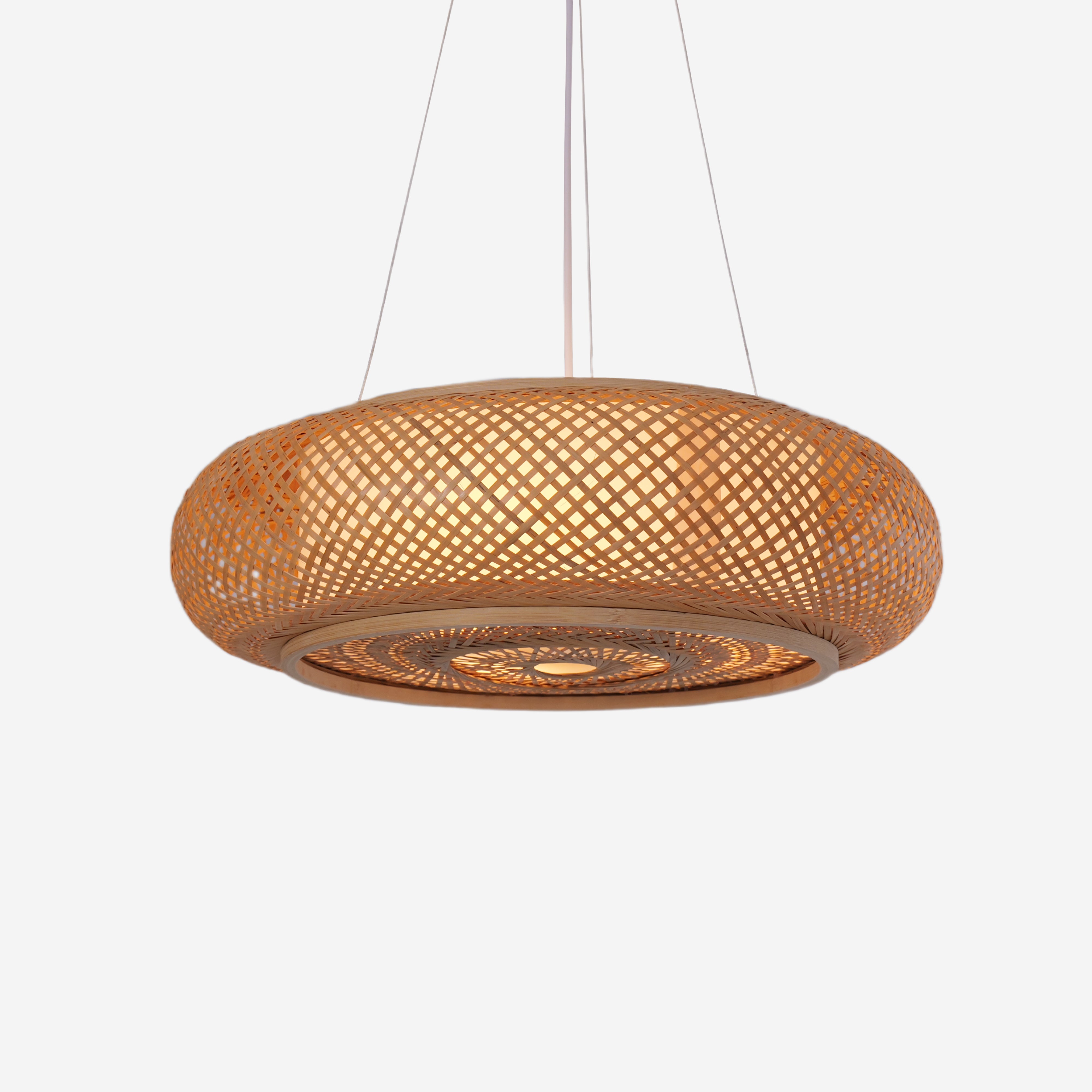 Pendant Light (White Hanging Rope) Lutta-Japanese-Style Bamboo LED Ceiling & Pendant Light pendant light on white