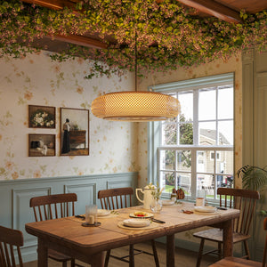 Lutta-Natural Bamboo LED Pendant Light for Kitchen Islands pendant light in a dining room