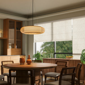 Lutta-Natural Bamboo LED Pendant Light for Kitchen Islands pendant light in a dining room