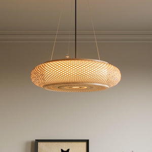 Lutta-Natural Bamboo LED Pendant Light for Kitchen Islands pendant light in a home interior
