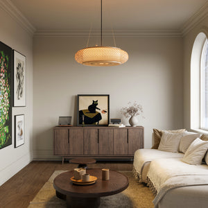 Lutta-Natural Bamboo LED Pendant Light for Kitchen Islands pendant light in a living room