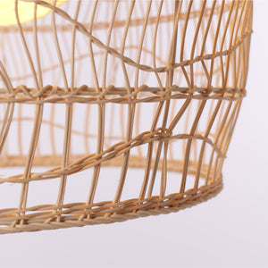 Close-up detail of Natural Rattan Pendant Light Handwoven Ceiling Lamp for Kitchen & Dining pendant