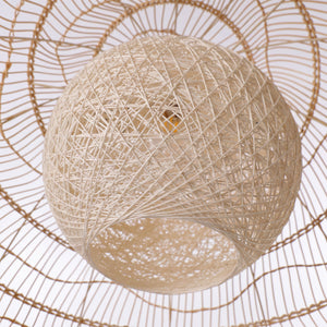 Close-up detail of Natural Rattan Pendant Light Handwoven Ceiling Lamp for Kitchen & Dining pendant