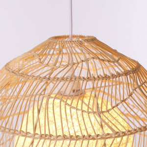 Close-up detail of Natural Rattan Pendant Light Handwoven Ceiling Lamp for Kitchen & Dining pendant