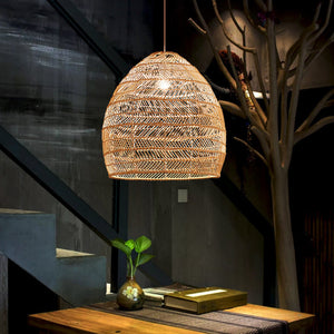 Natural Rattan Pendant Light Handwoven Ceiling Lamp for Kitchen & Dining pendant light in a home interior
