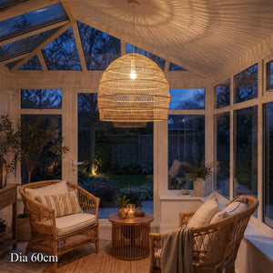 Natural Rattan Pendant Light Handwoven Ceiling Lamp for Kitchen & Dining pendant light in a home interior