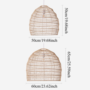 Natural Rattan Pendant Light Handwoven Ceiling Lamp for Kitchen & Dining pendant light on white