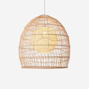 Natural Rattan Pendant Light Handwoven Ceiling Lamp for Kitchen & Dining pendant light on white