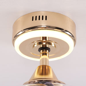 Close-up detail of Quiet Copper Acrylic Ceiling Fan Light with 6-Speed Control and Remote
