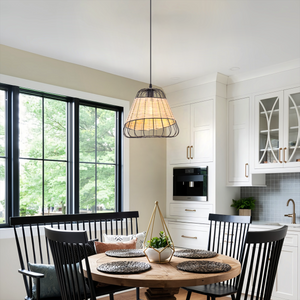 Rustic Iron Woven Rattan Pendant Light for Dining Room, Reading Corner & pendant light in a home interior