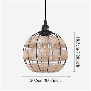Rustic Iron Woven Rattan Pendant Light for Dining Room, Reading Corner & pendant light on white