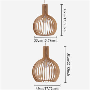 Size chart for Shadome-Pendant Lights for Kitchen – Tonka Scandinavian LED Wood Pendant pendant