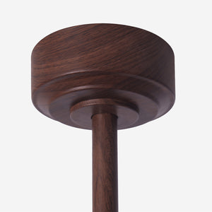 Close-up detail of Walnut Effect LED Ceiling Fan Light with Remote for Living Room &