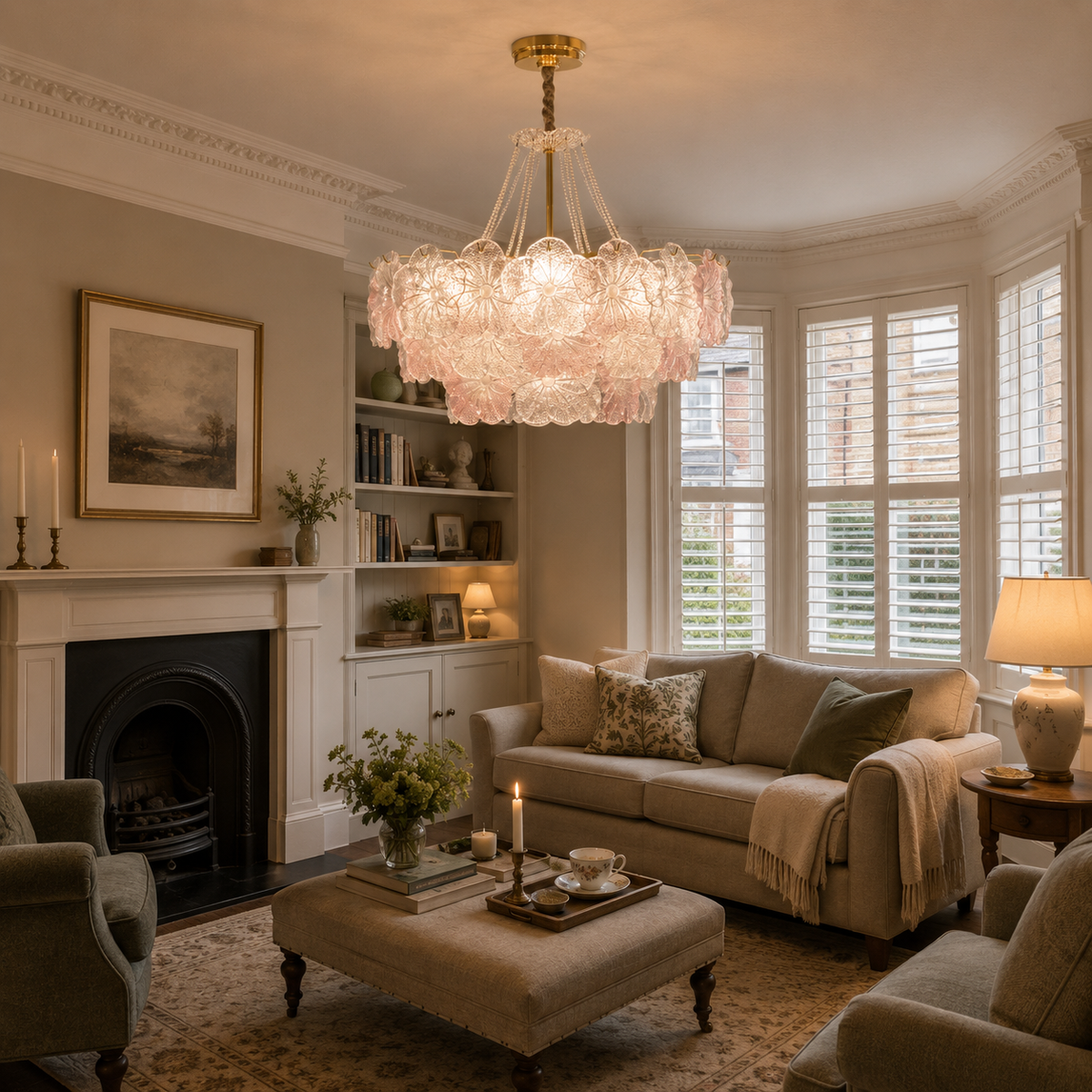 glass pendant light in a sunlit breakfast nook