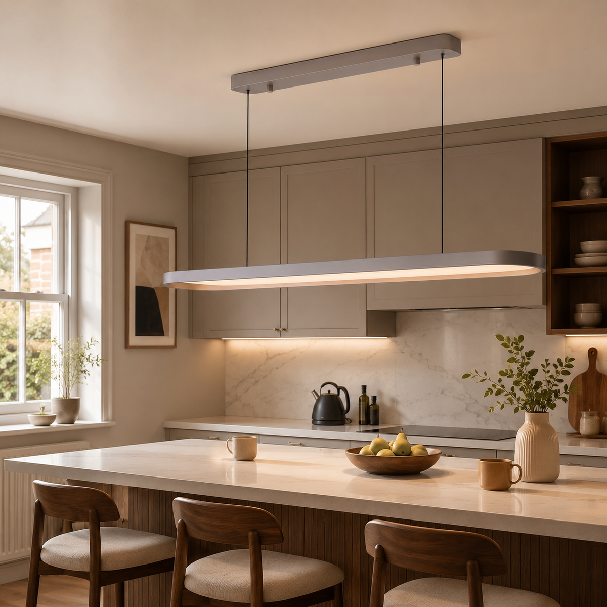 brown grey pendant light above a bright dining table, SKU XZ0193
