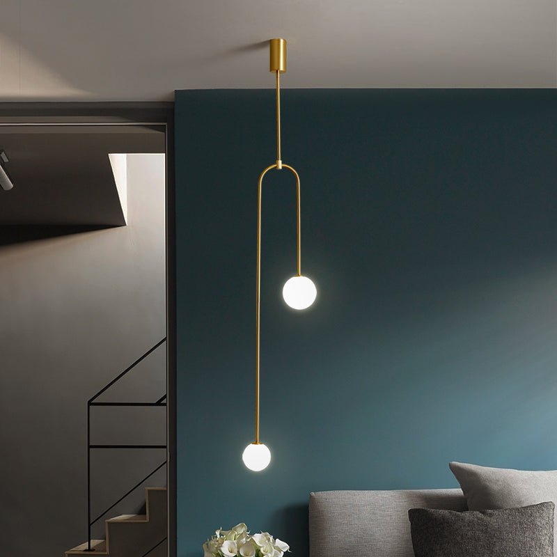 Modern 2-Light U-Shaped Glass Globe Pendant Light