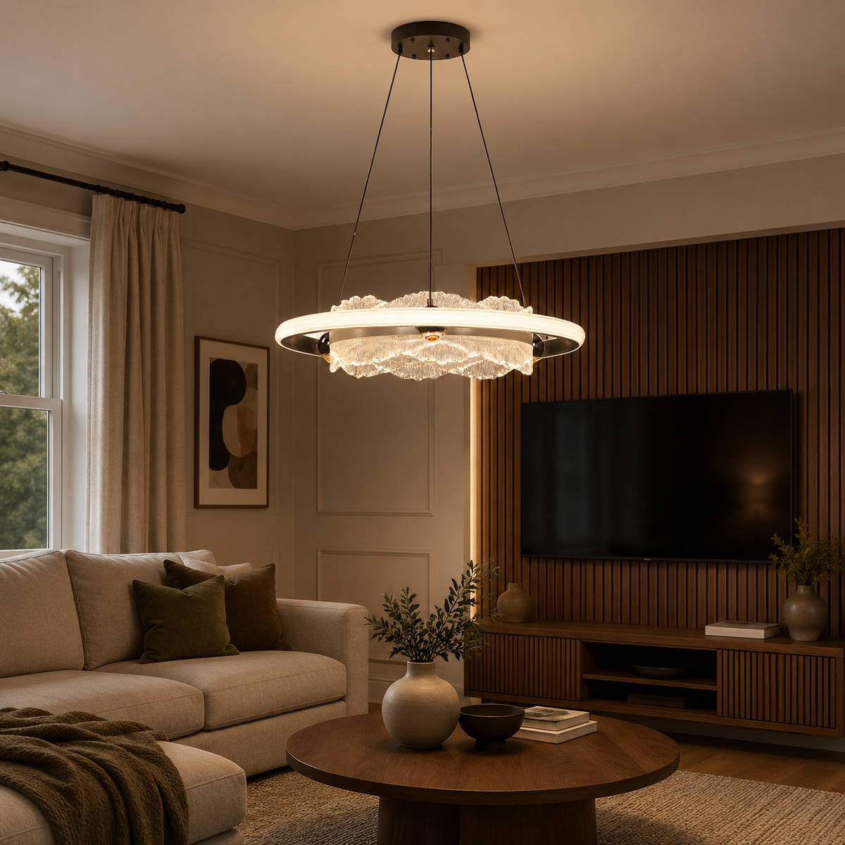 aluminium pendant light above a bright dining table, SKU XZ0240
