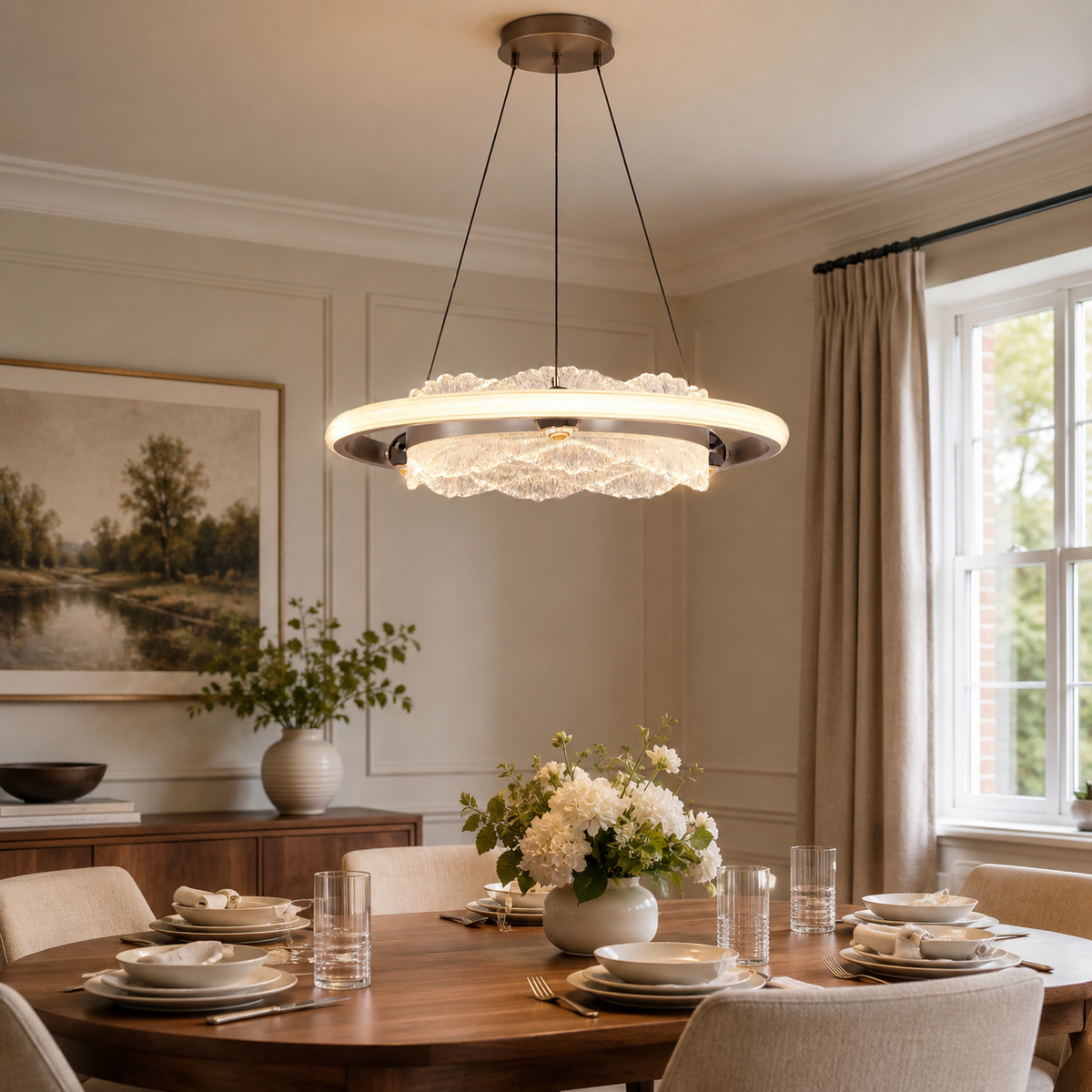 aluminium pendant light in a sunlit breakfast nook, SKU XZ0240