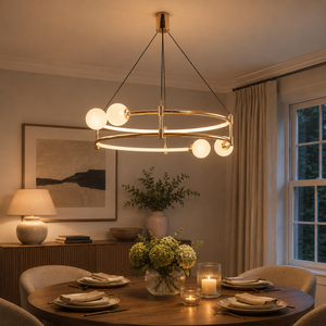 metal pendant light above a bright dining table, SKU XZ0242