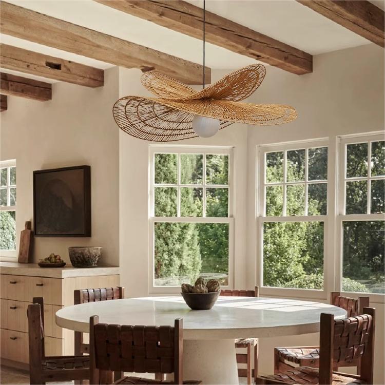 Vintage Countryside Rattan Craft Handwoven Creative Pendant Light Fixtures