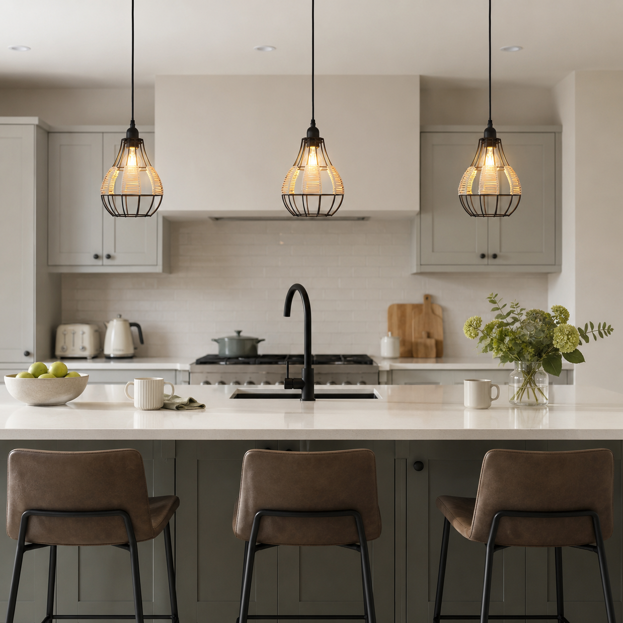 rattan basket pendant light beside a bright window