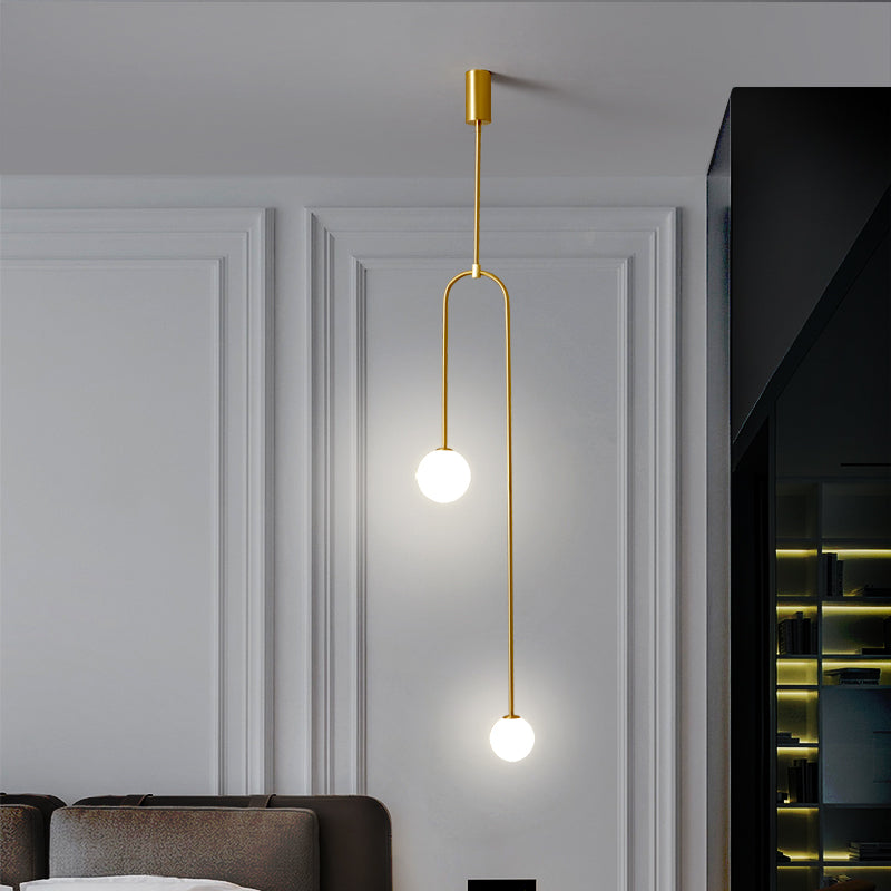 Modern 2-Light U-Shaped Glass Globe Pendant Light