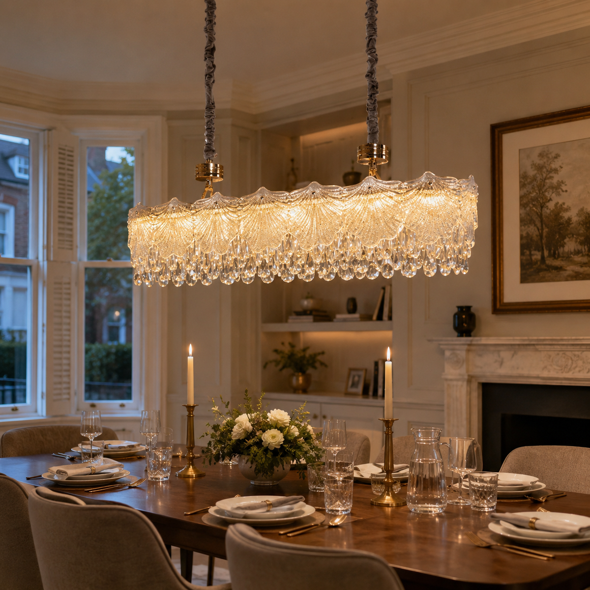 arvia-opulent gold crystal accents pendant light beside a bright window