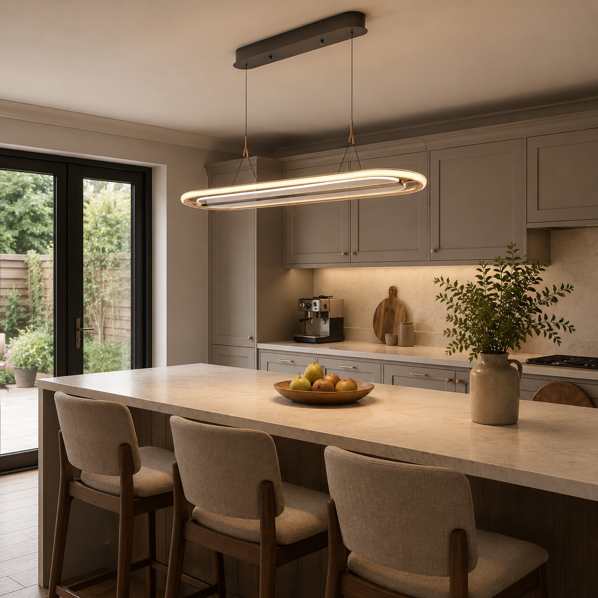 oval pendant light above a bright dining table, SKU XZ0245