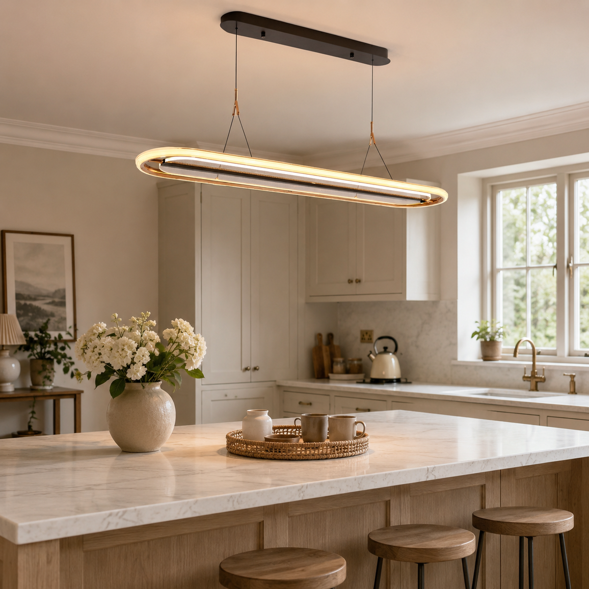 oval pendant light over a warm kitchen counter, SKU XZ0245
