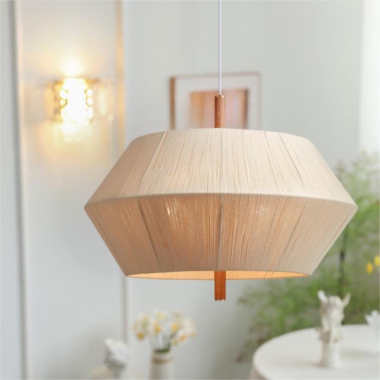 Creative Handmade Woven Cotton Rope Solid Wood Pendant Light