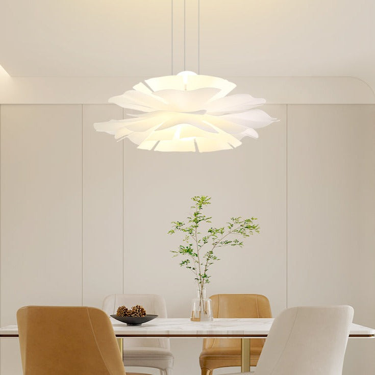 White Acrylic Blooming Floral Pendant Light