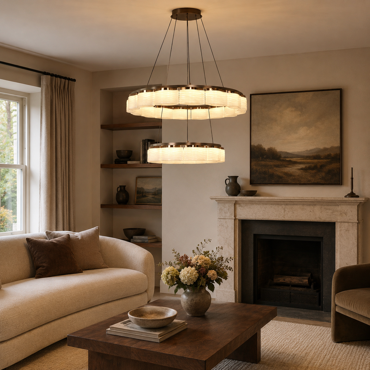 ring pendant light in a sunlit breakfast nook, SKU XZ0247