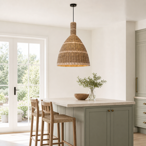 dome pendant light in a sunlit breakfast nook