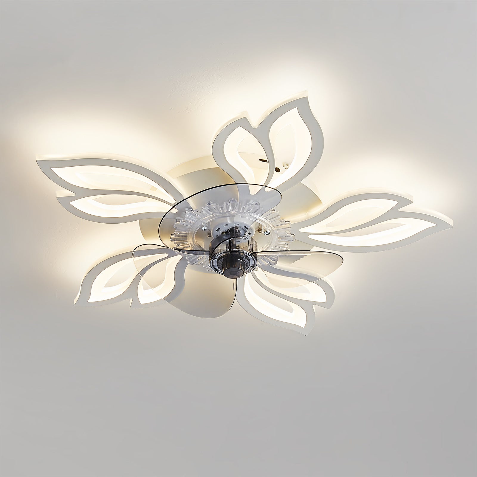 Modern Flower Shaped Ceiling Fan with Light and Remote Control