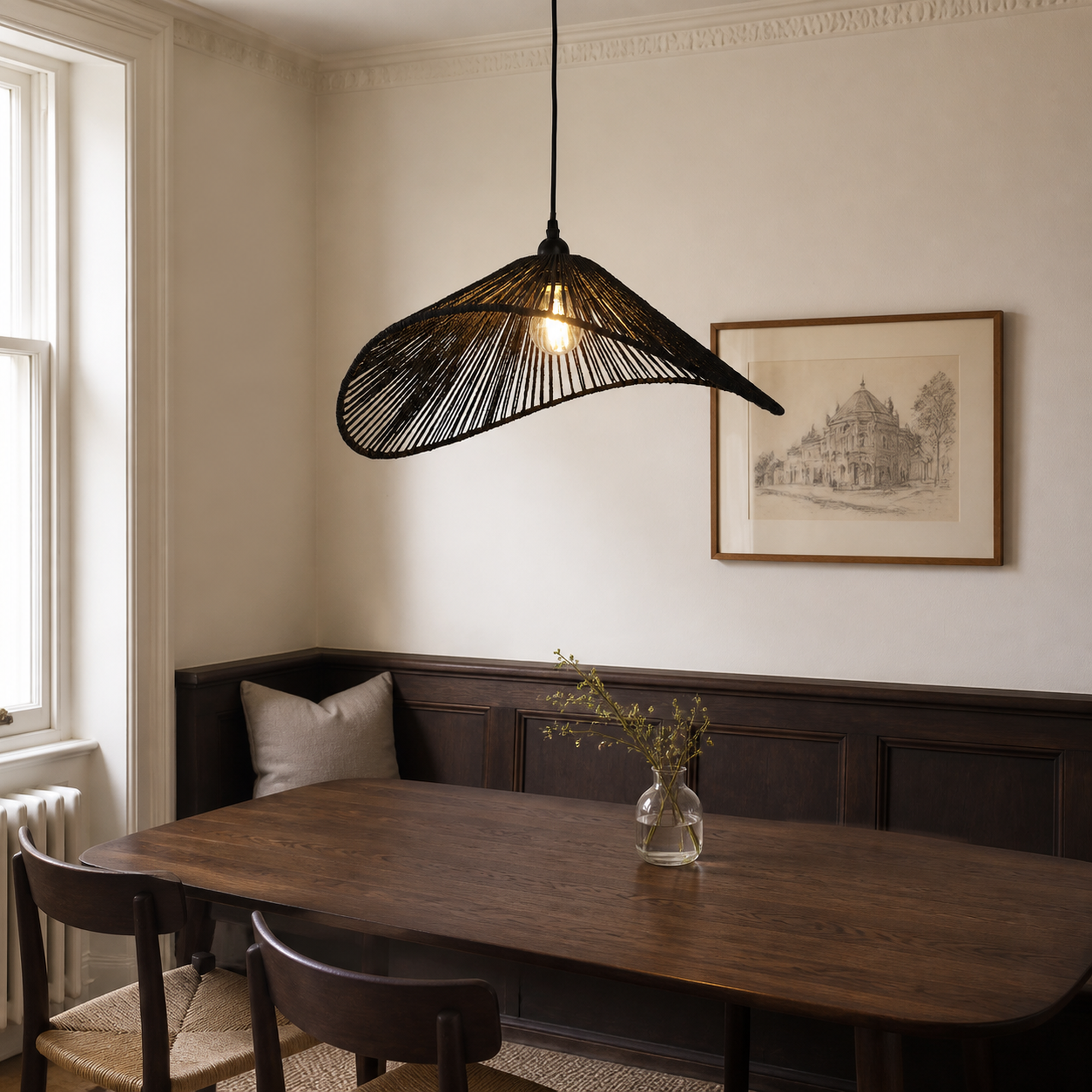 glyph-winged woven lights unique pendant light beside a bright window