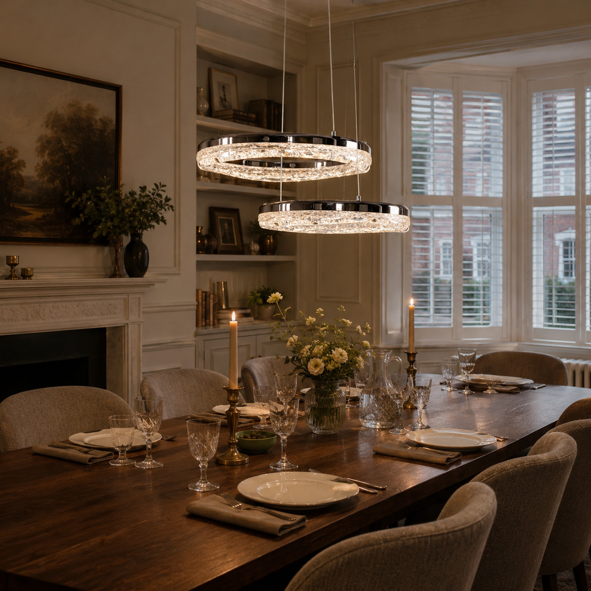 black aluminium wave-detail pendant light in a sunlit breakfast nook