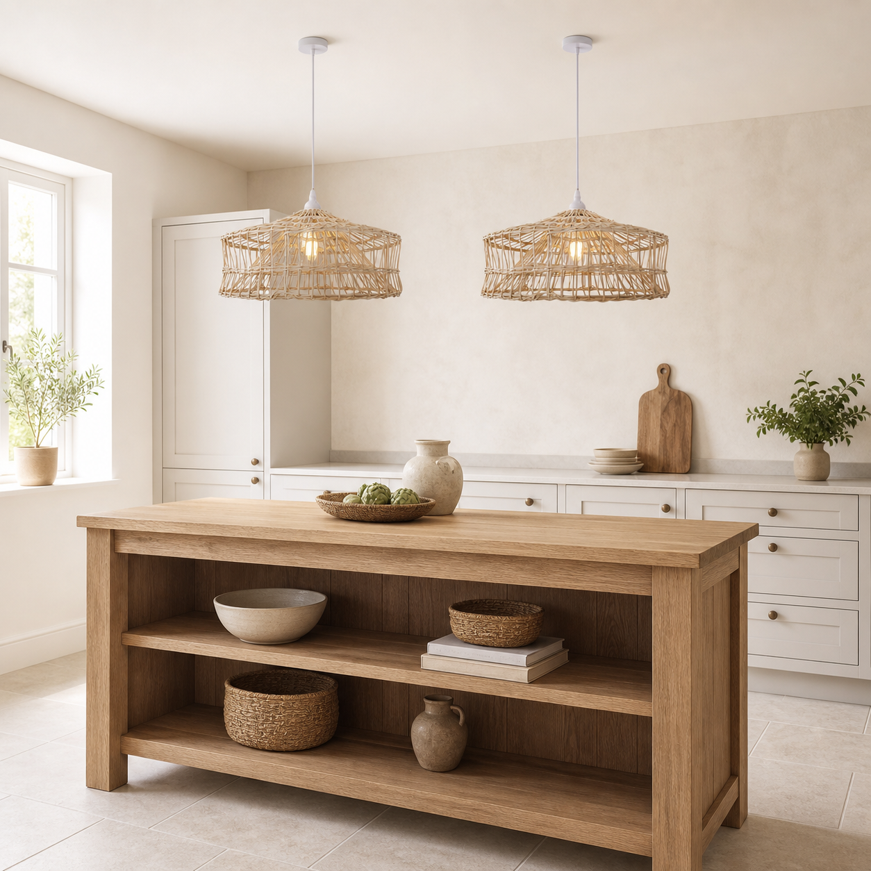 nestline handwoven shallow lamp pendant light beside a bright window