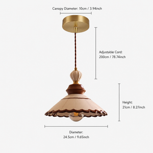 dimension chart for the brown ceramic lace pendant for brown ceramic lace pendant light